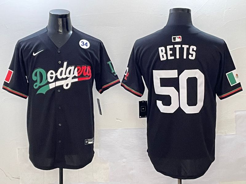 Men Los Angeles Dodgers 50 Betts Black Mexico Nike 2025 MLB Jersey style 8